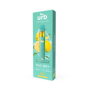 Urb THC Infinity+ Live Resin Disposable vape with cali lemon sativa hybrid terpenes in 3g size
