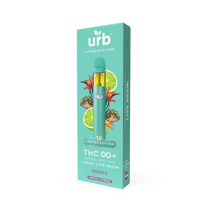 Urb THC Infinity+ Live Resin Disposable vape with gruntz indica hybrid terpenes in 3g size
