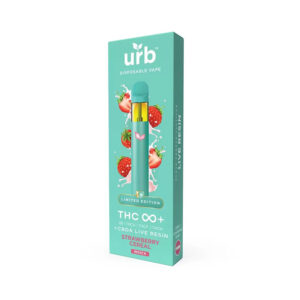 Urb THC Infinity+ Live Resin Disposable vape with strawberry cereal indica terpenes in 3g size